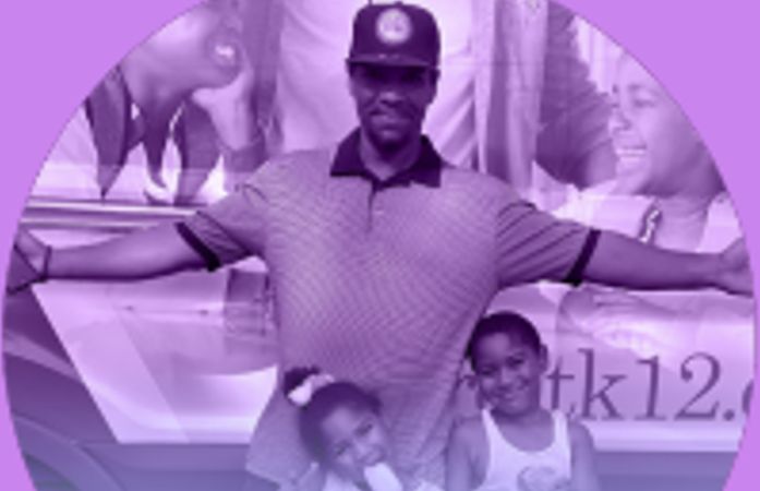  A father with his two young children